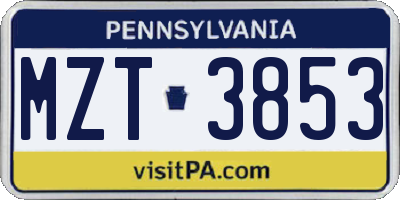 PA license plate MZT3853