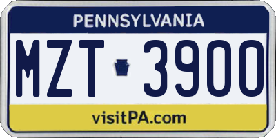 PA license plate MZT3900