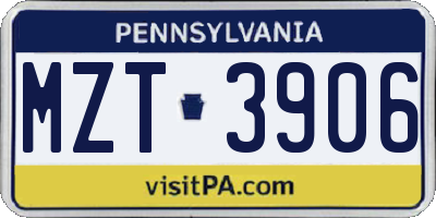 PA license plate MZT3906