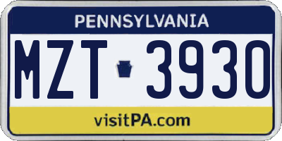PA license plate MZT3930