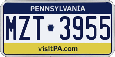 PA license plate MZT3955