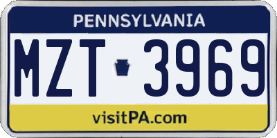 PA license plate MZT3969