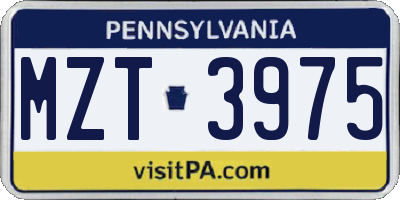 PA license plate MZT3975
