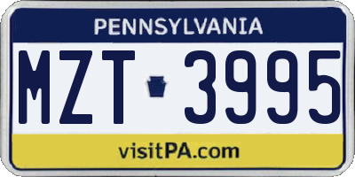 PA license plate MZT3995