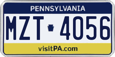 PA license plate MZT4056