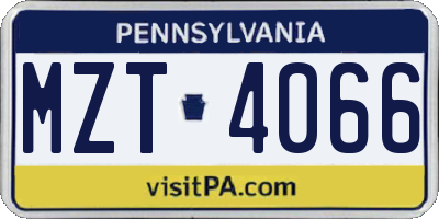 PA license plate MZT4066