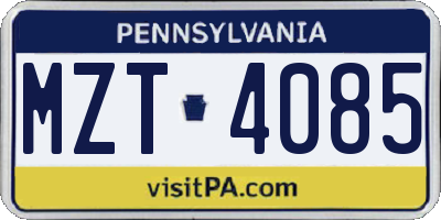 PA license plate MZT4085