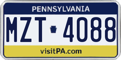 PA license plate MZT4088