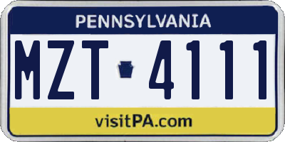 PA license plate MZT4111