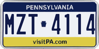 PA license plate MZT4114