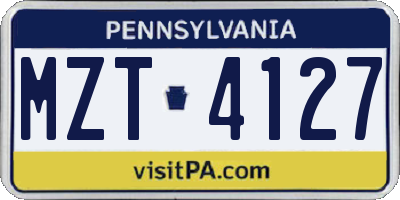PA license plate MZT4127