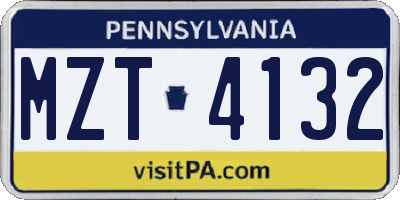 PA license plate MZT4132