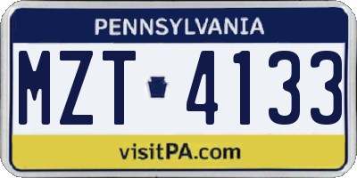 PA license plate MZT4133