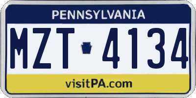 PA license plate MZT4134