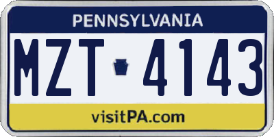 PA license plate MZT4143
