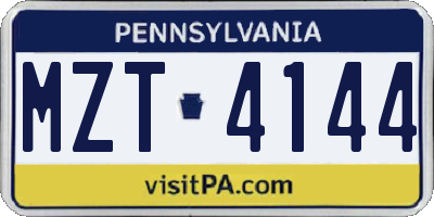 PA license plate MZT4144