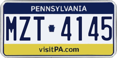 PA license plate MZT4145