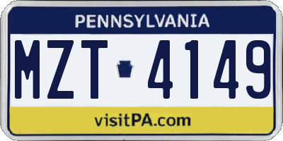 PA license plate MZT4149