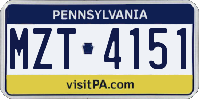 PA license plate MZT4151