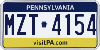 PA license plate MZT4154