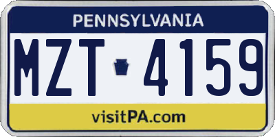 PA license plate MZT4159