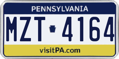 PA license plate MZT4164
