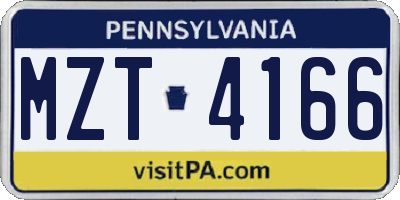 PA license plate MZT4166