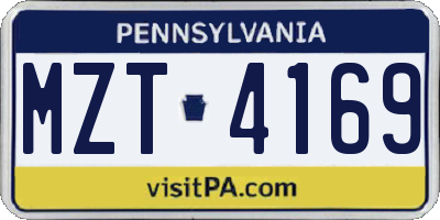 PA license plate MZT4169