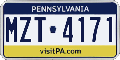 PA license plate MZT4171