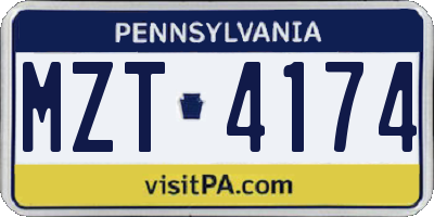 PA license plate MZT4174