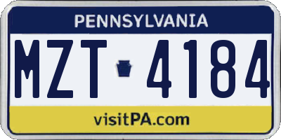PA license plate MZT4184