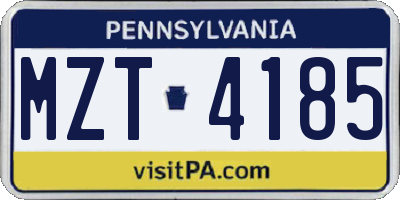 PA license plate MZT4185