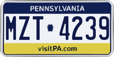 PA license plate MZT4239