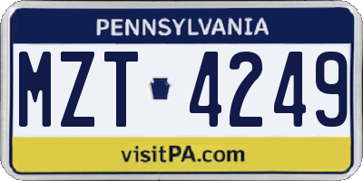 PA license plate MZT4249