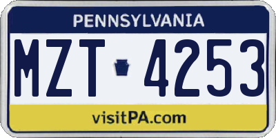 PA license plate MZT4253