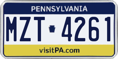 PA license plate MZT4261