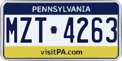 PA license plate MZT4263