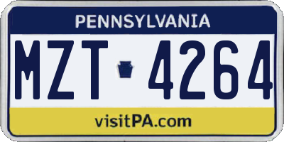 PA license plate MZT4264