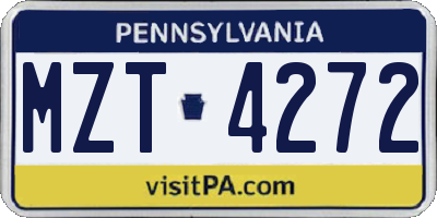 PA license plate MZT4272