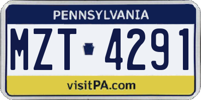 PA license plate MZT4291