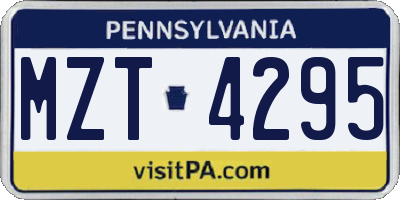 PA license plate MZT4295