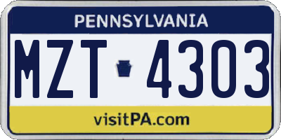 PA license plate MZT4303