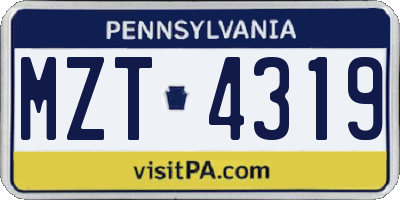 PA license plate MZT4319