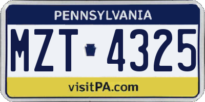 PA license plate MZT4325