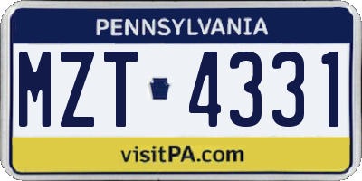 PA license plate MZT4331