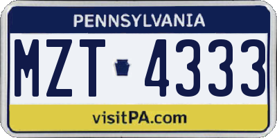 PA license plate MZT4333
