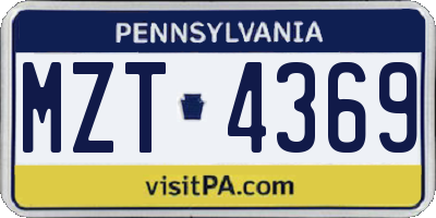 PA license plate MZT4369