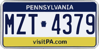 PA license plate MZT4379