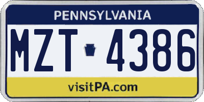 PA license plate MZT4386