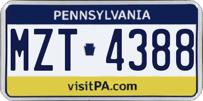 PA license plate MZT4388